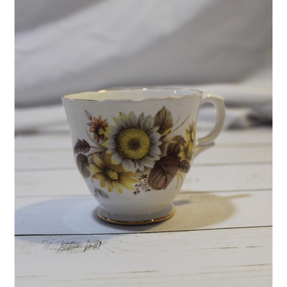 Crown Staffordshire England Fine Bone China Teacup & Saucer by Duchess Sunflower - Picture 9 of 11